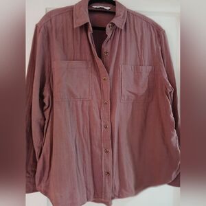 Sonoma Purple Boxy Button Down Shirt with Notched Collar